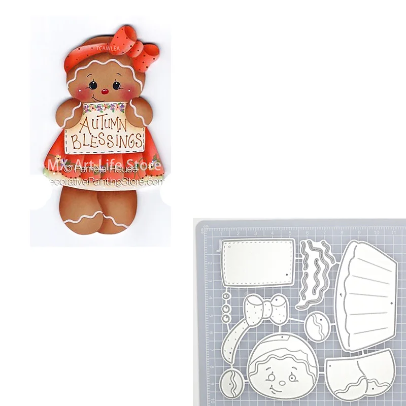 Gingerbread Man Metal Cutting Dies Bow Cutting Dies Whiteboard Dies Christmas Doll Stencil for DIY Scrapbooking