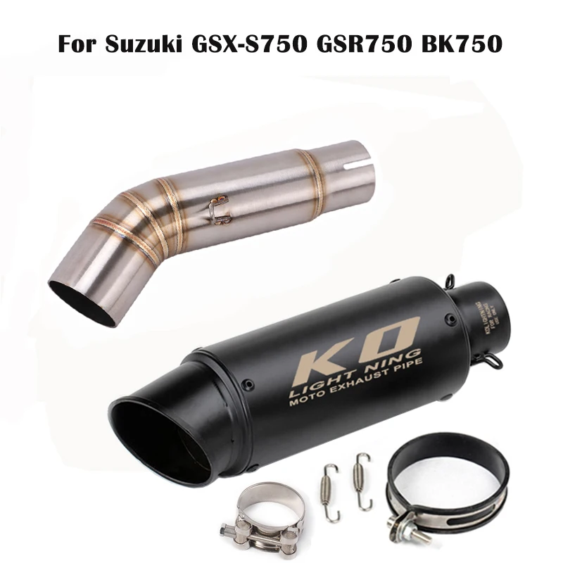 

Black Exhaust Escape Tips Muffler Vent Tube Mid Link Pipe Motorcycle System Slip on For Suzuki GSX-S750 GSR750 BK750