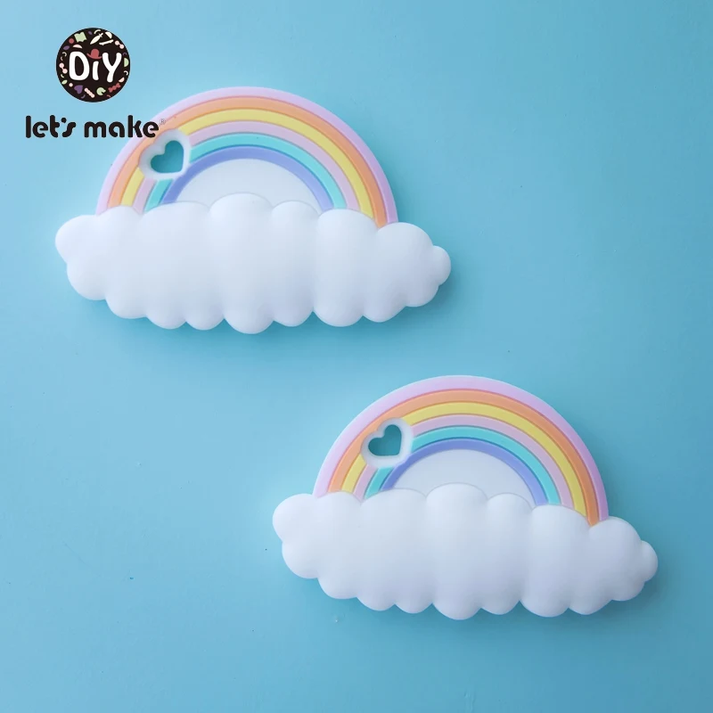 Silicone Teethers Rainbow CAartoon Shape 1pc BPA Free Tint Rod Food Grade Silicone Baby Teethers Teething Toys Charms Patent