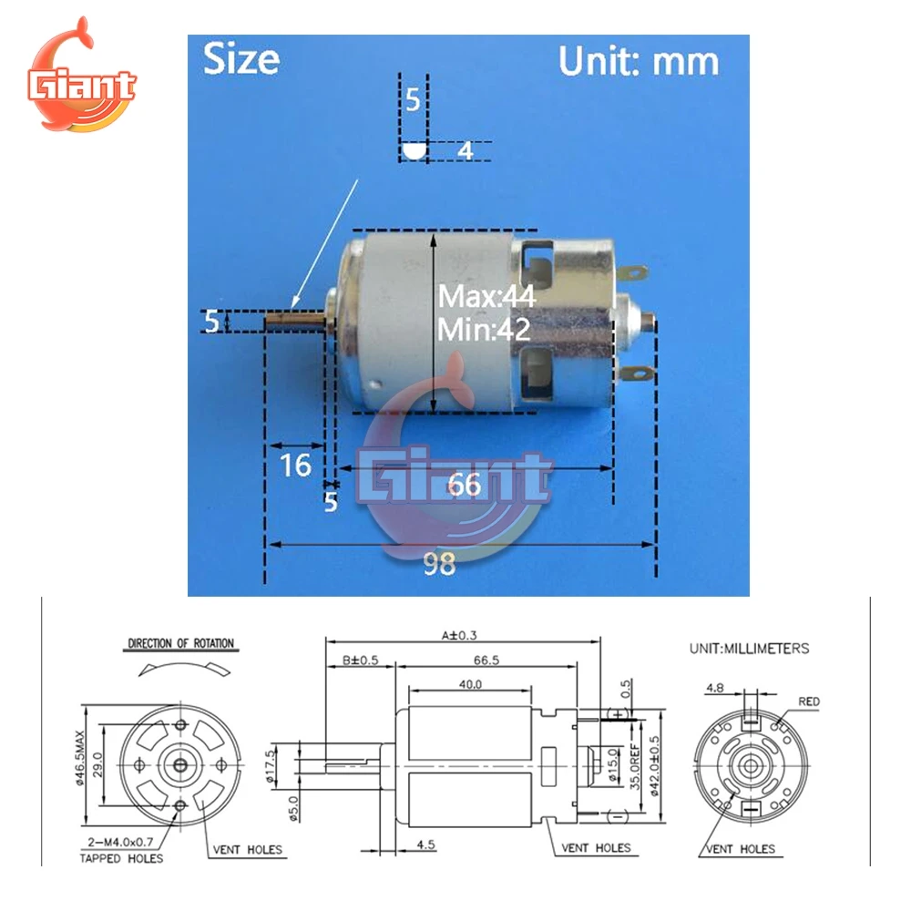 5PCS 775 DC Motor DC 12V 24V Large Torque High Power Tool Ball Bearing 12000RPM Low Noise lectronic Component Motor