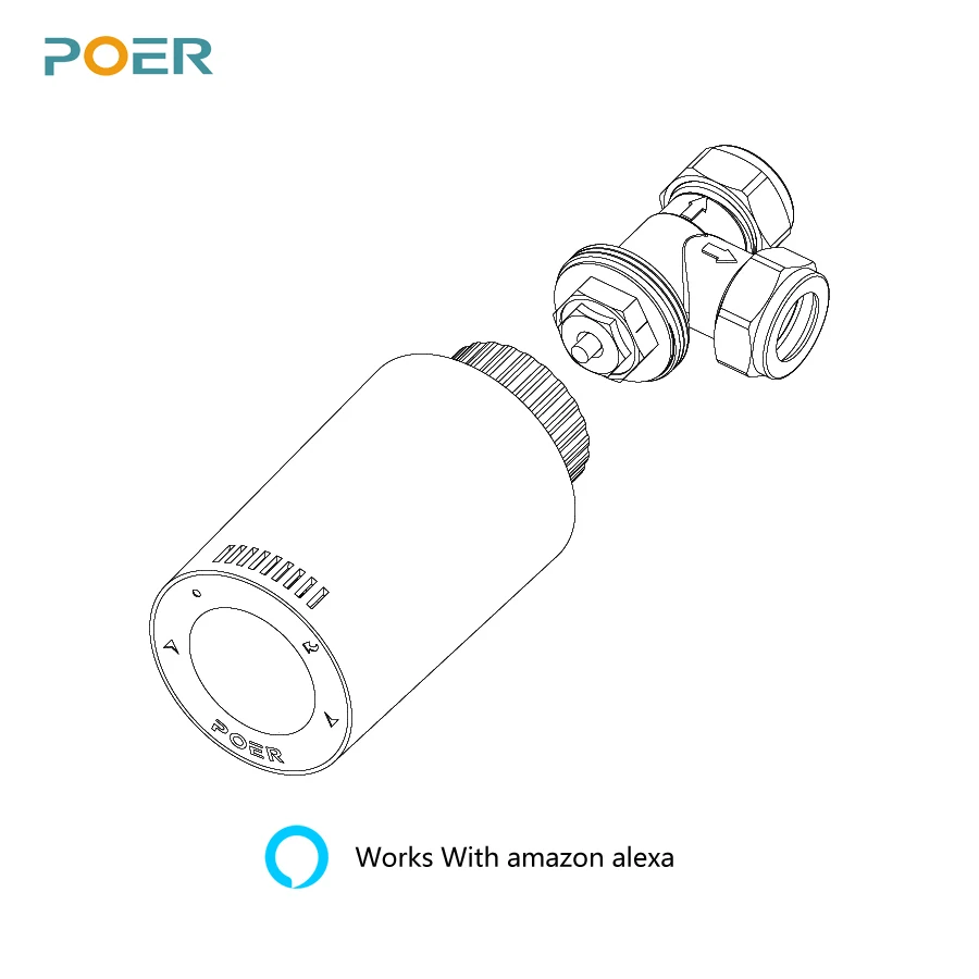 Radiador termostático con válvula de cabezal térmico, controlador de termostato programable inteligente, WiFi, funciona con Alexa y Google