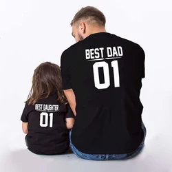 1pcs 1pcs Father and Baby Matching Shirts Best Dad Best Daughter 01 Letter Printed Daddy and Daughter Match Family Look Outfits