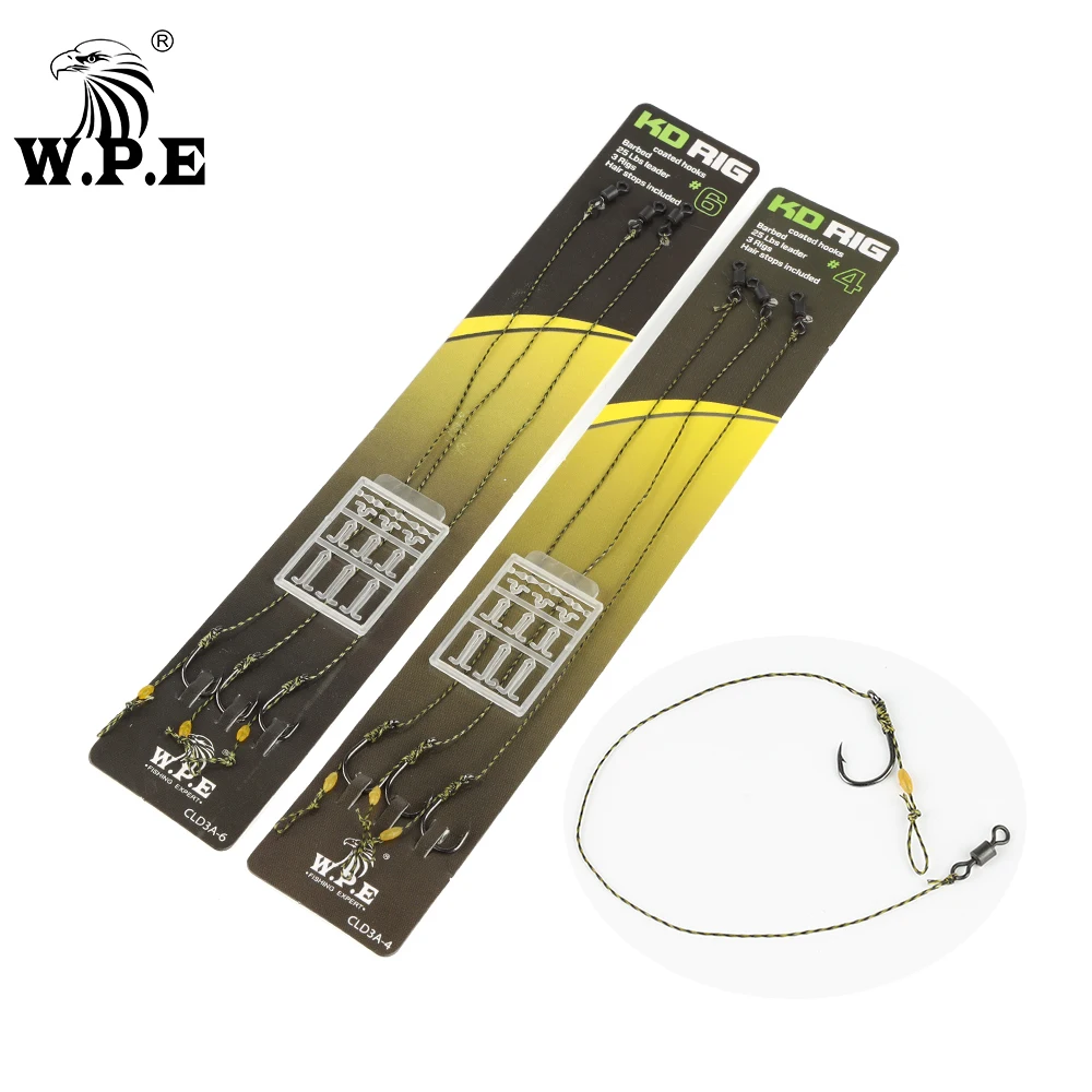 W.P.E Carp Fishing Hair Rig 3Pcs/1Set 4#/6# Ready Made Hook with Boilie Stoppers Carp Fishing Line Group Fish Tackle