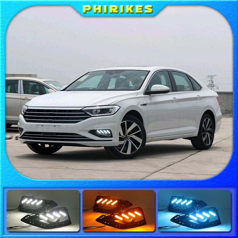 

1 Set 12v LED For Volkswagen VW Jetta Sagitar 2019 DRL Daytime Running Lights Daylight ABS Fog Lamp Cover