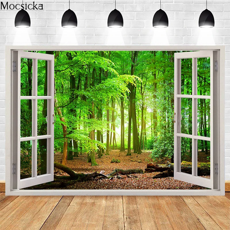 Mocsicka – papier peint arrière-plan de photographie de forêt de printemps, accessoires de décoration de fenêtre de Portrait d'enfant, bannière de fond