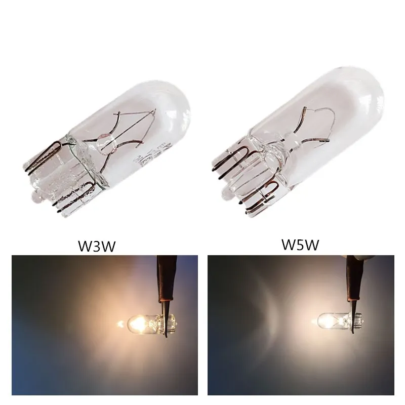 10 pcs T10 W3W W5WColor blanco194 501 bombilla halógena lado cuñas coche fuente de luz lámpara de instrumento