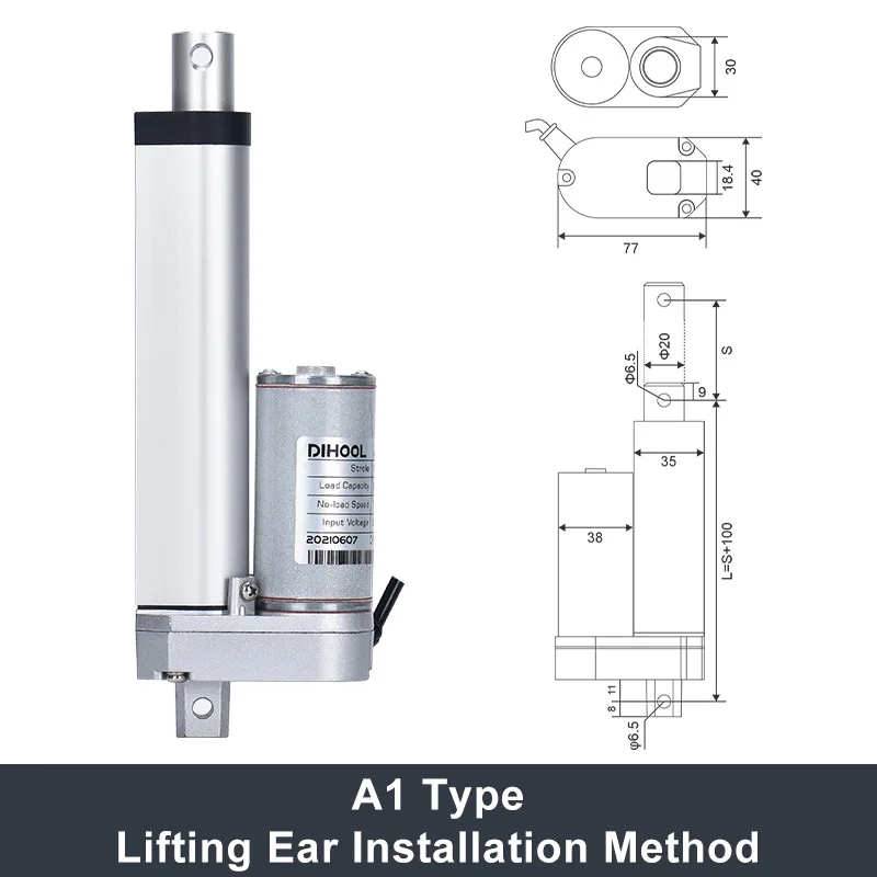 Electric Motor 24v DC Linear Actuator Drive Piston Metal Gear 50mm 600mm Stroke 1500N Load Lift Table Telescopic Rod Medical Bed