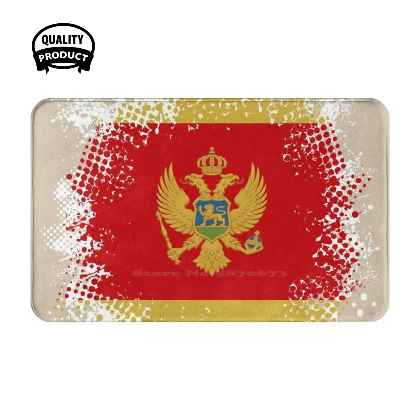 Flag Of Montenegro - Splat Soft Cushion Home Carpet Door Mat Car Rug Montenegro Flag Montenegrin Flag I Love Montenegro Born In