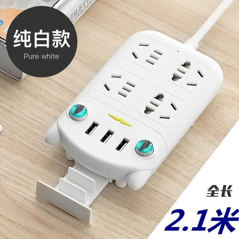 

2.1m Cartoon cat USB Electrical Socket Multipurpose patch panel Strip plate Extension socket with cellphone holder