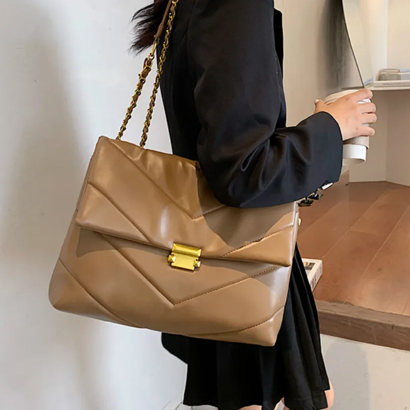 High Quality Women Pu Leather Handbags Shoulder Bags Fashion Ladies Chain Crossbody Bags for Women Large Capacity Messenger Bag