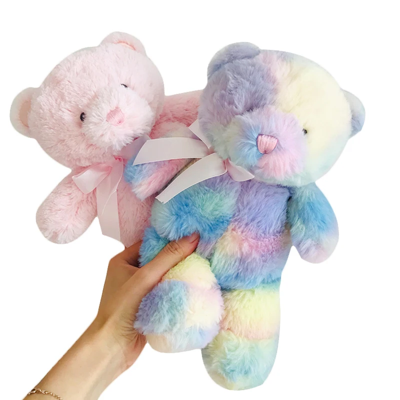 25 CM  Fluffy Adorable Soft Teddy Bear Plush Toy with Bows Kids Gifts Cute Stuffed Animal Toys