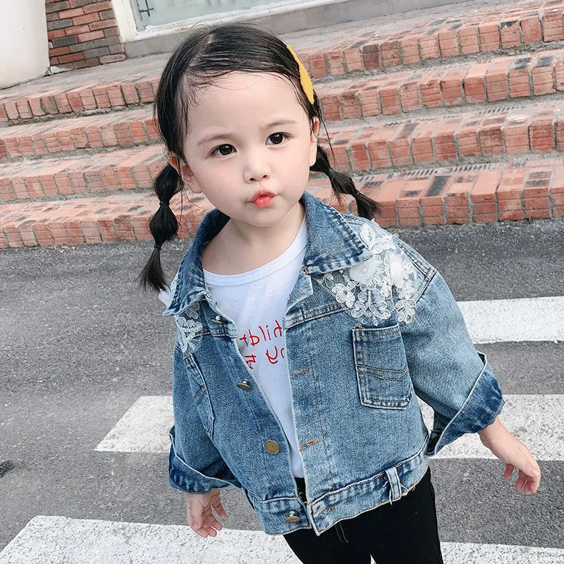 2-7 years Girls Denim Jackets Toddler Kids Baby Girl Coat Spring Autumn Clothes Children Cartoon Floral Jacket Coat Outwear