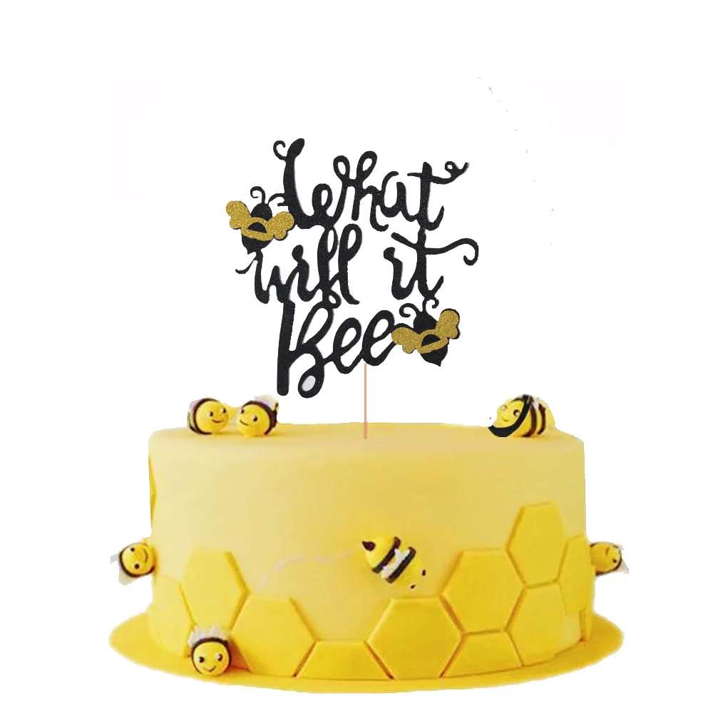 What Will It Bee Gender Reveal Party Supplies Decorations Honey Bumble He or She Baby Shower Banner Bee Cake Toppers