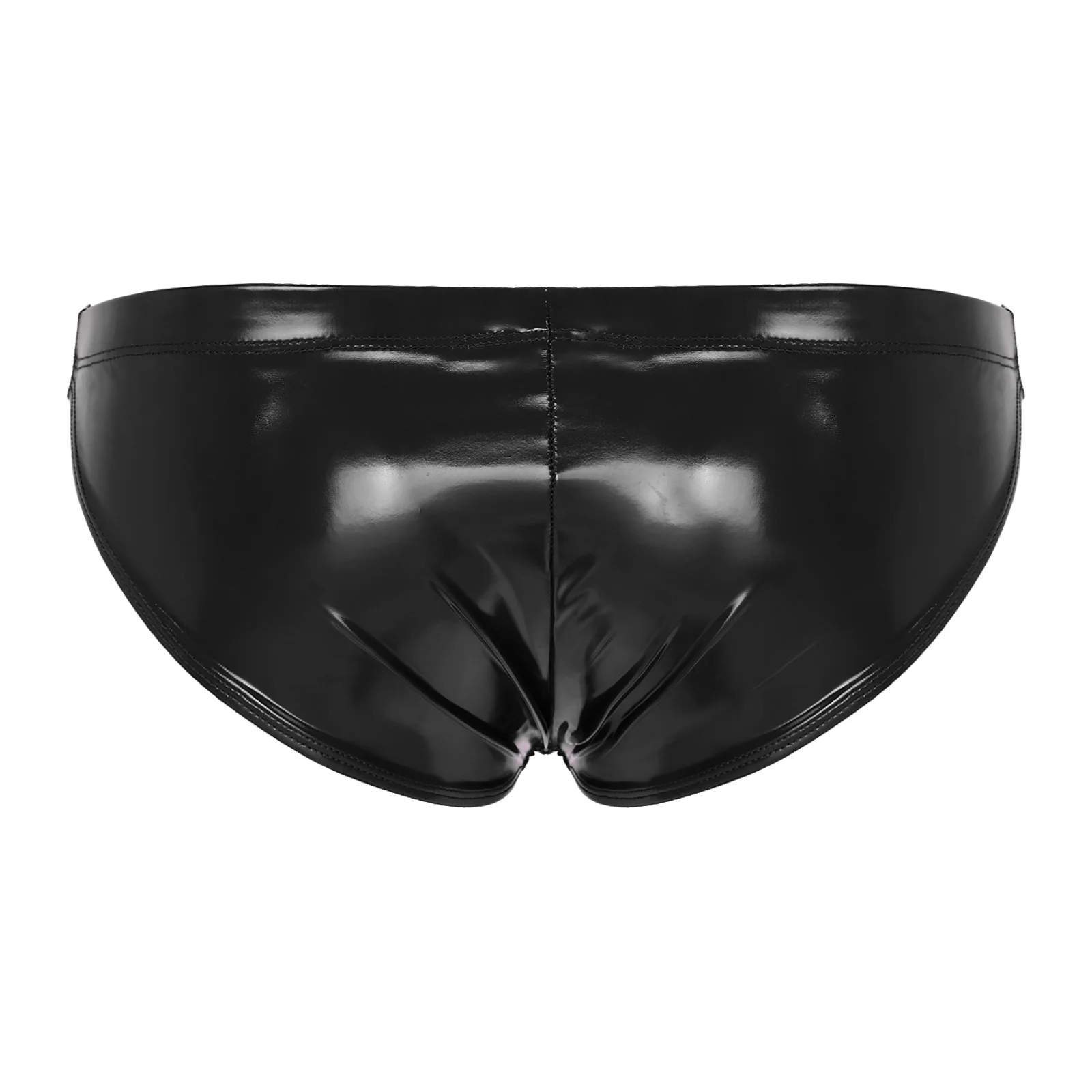 Men Glossy Low Rise Briefs Underwear Bottom Swimwear for Men Male Swimming Wet Look Patent Leather Elastic Waistband Underpants