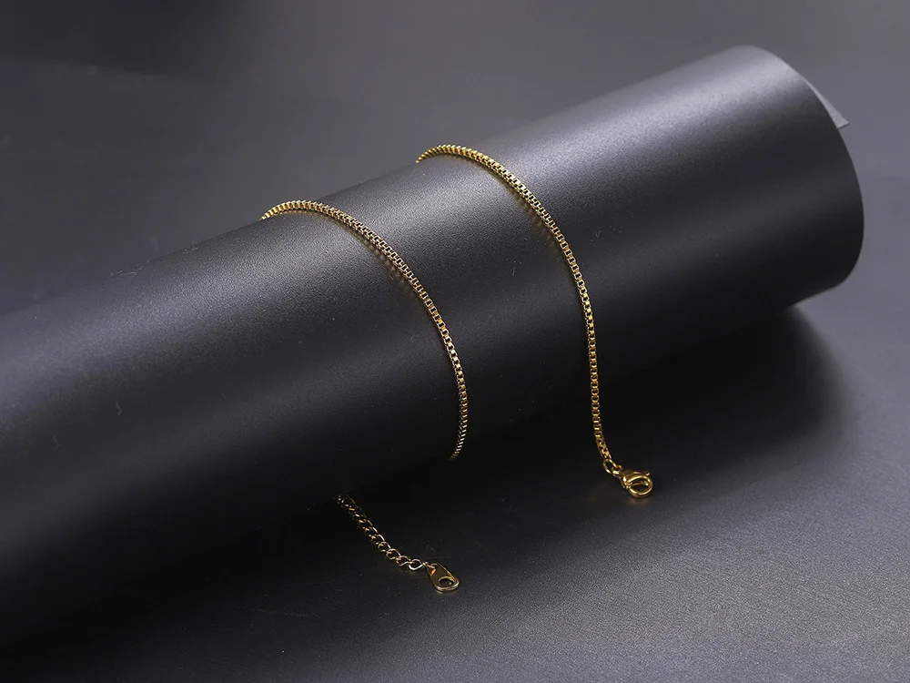 Dünne Kastenkette Halsketten für Männer und Frauen 1,5MM Edelstahlketten DIY Schmuck Minimalistische Halskette Modeschmuck C027 – Detail 5