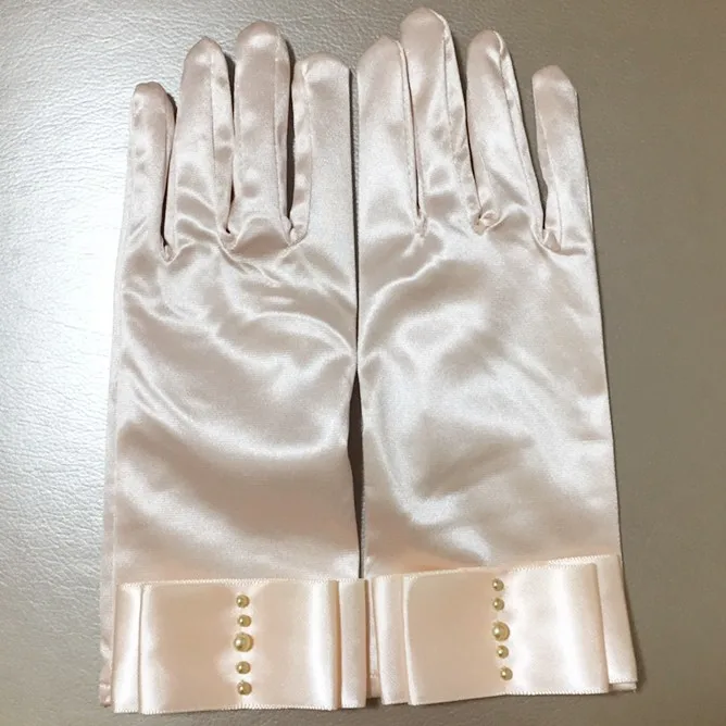 Gants courts en satin avec perles pour femmes, gants de poignet de soirée, accessoires de mode en déclin pour dames, nouvelle commande