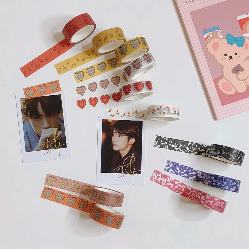 Ins Hot Love Tulip Washi Tape Japan Handbook Diy Decorative Masking Tapes Sealing Stickers Kawaii Cartoon Student Stationery