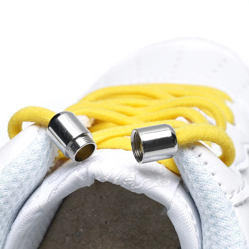 1Pair Metal Lock Elastic Shoelaces For Kids and Adult Quick Lazy Laces