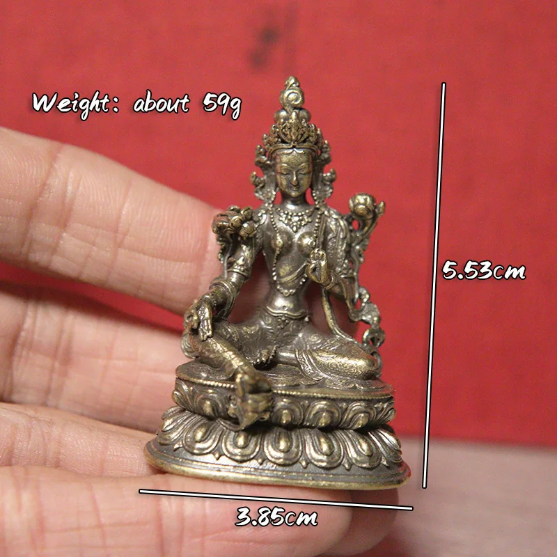 Brass Green Tara Small Statue Tantric Buddha Figurines Miniatures Buddhism Buddhist Figure Desktop Enshrine Ornaments Home Decor