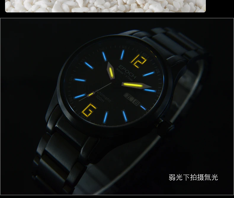 Men Luminous Watch Automatic Mechanical Japan Miyota 21Jewels Sapphire WR100M English and Chinese week EPOCH Military Watch