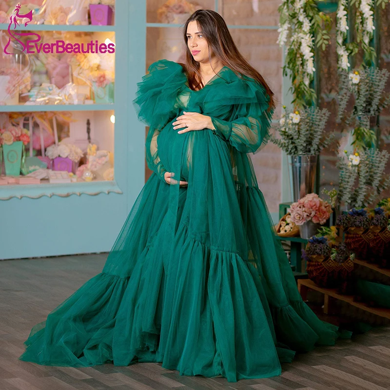 

Maternity Dresses for Photo Shoot Baby Showers Dress Tulle Maternity Robe Long Sleeves Robe De Soiree Femme Evening Dress