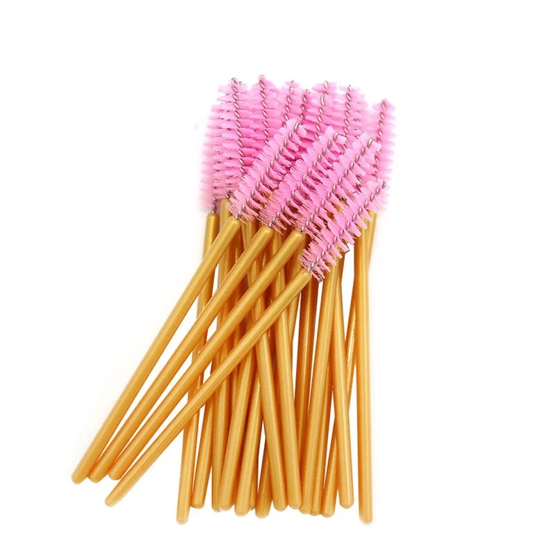 200 stücke Einweg Make-Up Pinsel Wimpern Mascara Zauberstäbe Nylon Wimpern Augenbraue Kamm Pinsel Gold Farbe Make-Up Pinsel – Detail 7