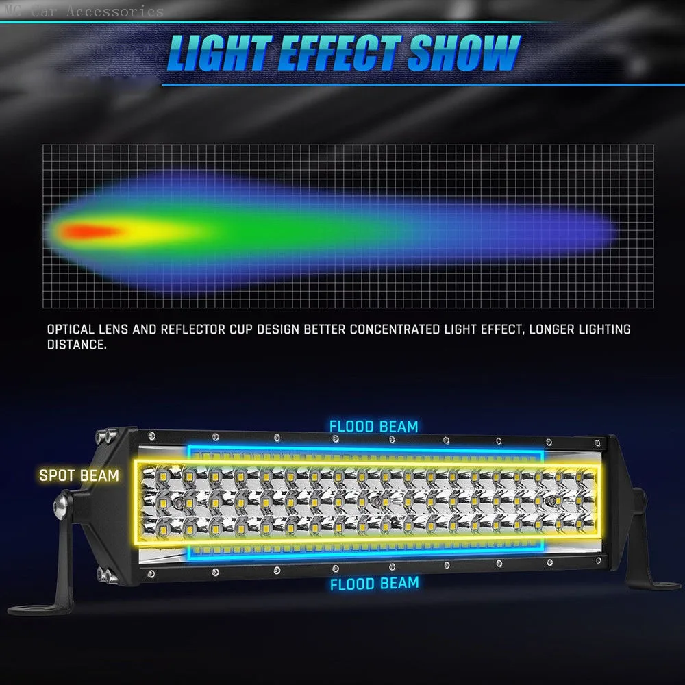 5-reihige LED-Lichtleiste 12 Zoll 264W Auto-Arbeitsscheinwerfer Flutlicht Fahrlicht für Offroad-Truck SUV ATV Traktor 4X4 LED-Leiste – Detail 4