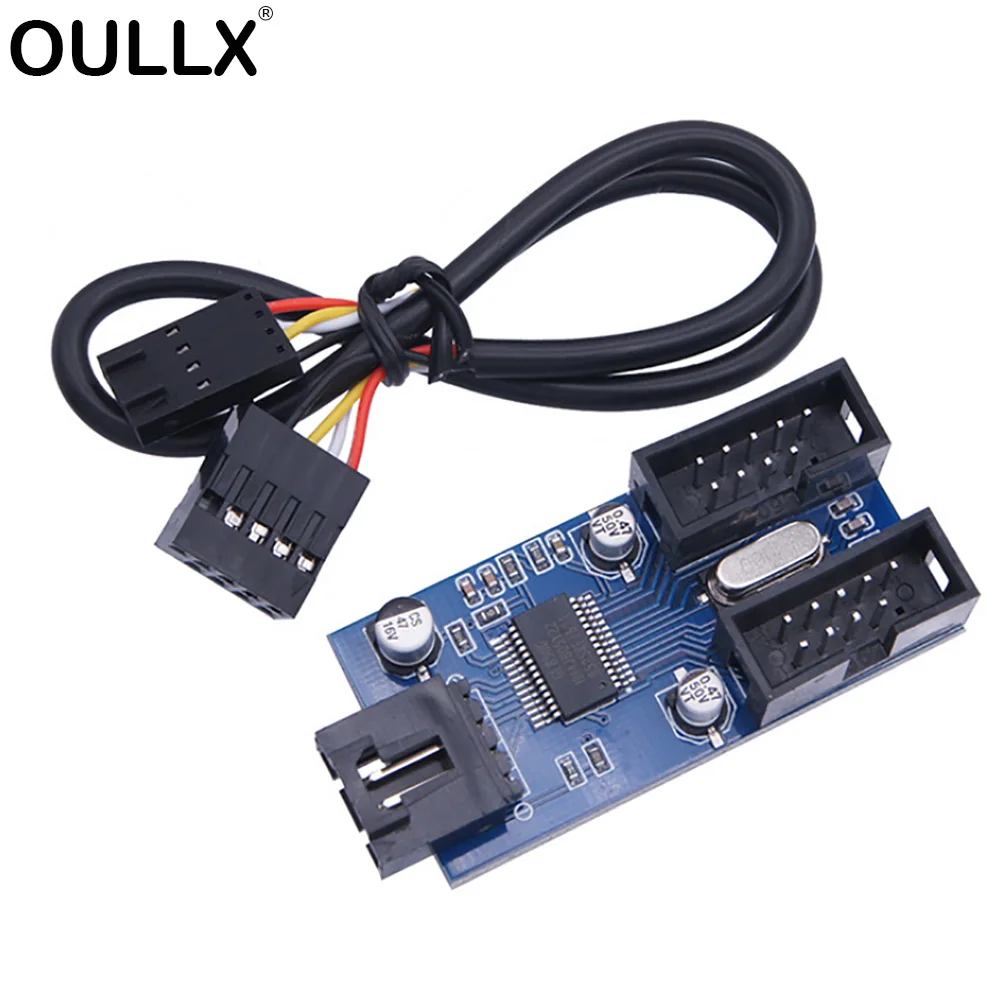 OULLX 9Pin USB Interface Header Splitter Motherboard 1 to 2 Extension Cable Adapter with 1 to 4 USB HUB Connectors for Computer