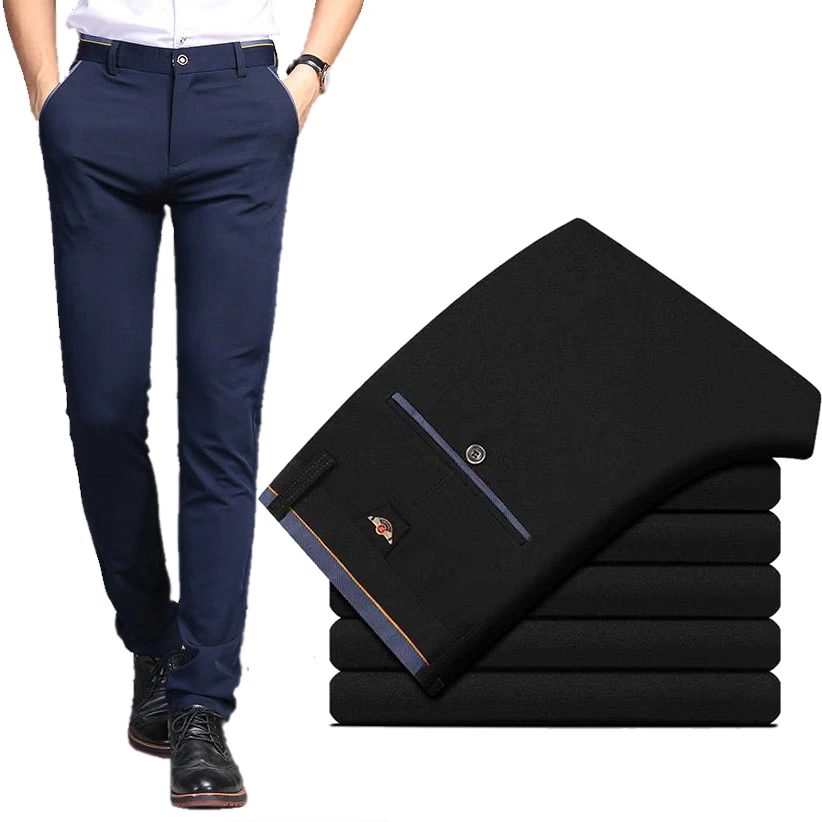 Mannen Pak Broek Lente En Zomer Mannelijke Jurk Broek Business Kantoor Elastische Rimpel Slip Big Size Classic Broek Mannelijke