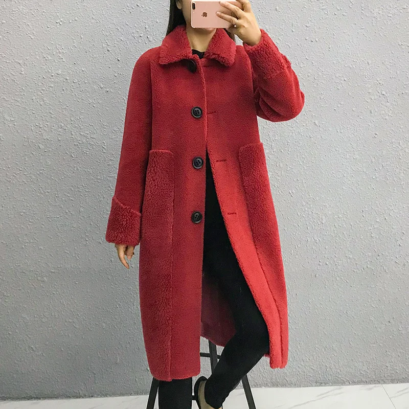 

Real Sheep Shearling Fur Coat 2020 Winter Jacket Women Real Wool Coats and Jackets Women Korean Outwear Abrigo Mujer MY