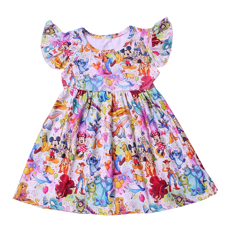 baby girls dress summer short sleeve dress cartoon clothes girls soft milk silk dress girls boutique clothing