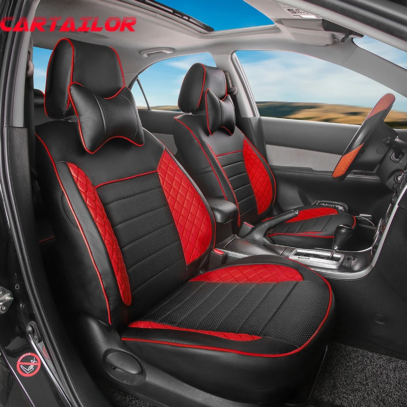 CARTAILOR Seat Protector for Ford Mustang 2015 2016 2017 2019 Seat Cover PU Leather Seat Covers Set for Car Interior Accessories