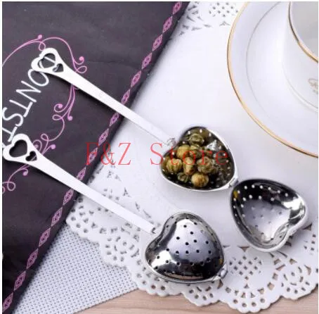 

Stainless Steel Heart Shape Tea Infuser200pcs/lot Spoon Strainer Steeper Fashion Handle Shower Tea Filter Free Shipping