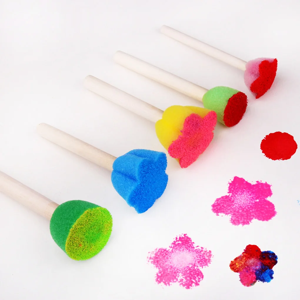 

5Pcs Sponge Brush Children Art DIY Painting Seals Baby Funny Colorful Flower Pattern Drawing Toys Gift For Children Boy Girls