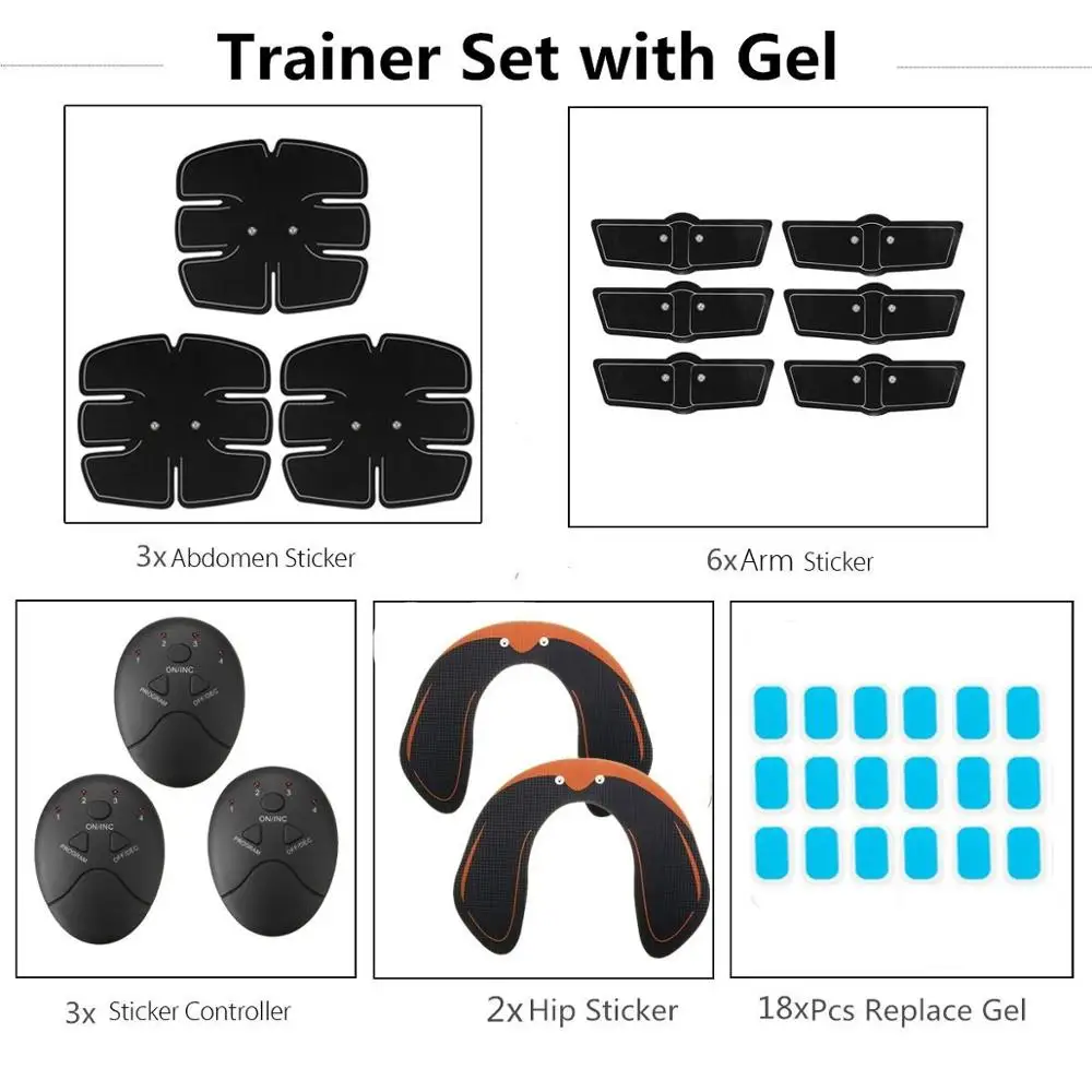 32PCS/Set EMS Abdominal Trainer Muscle ABS Hip Abdominal Electric Muscle Stimulator Massage Set Weight Loss Body Slimming Belt