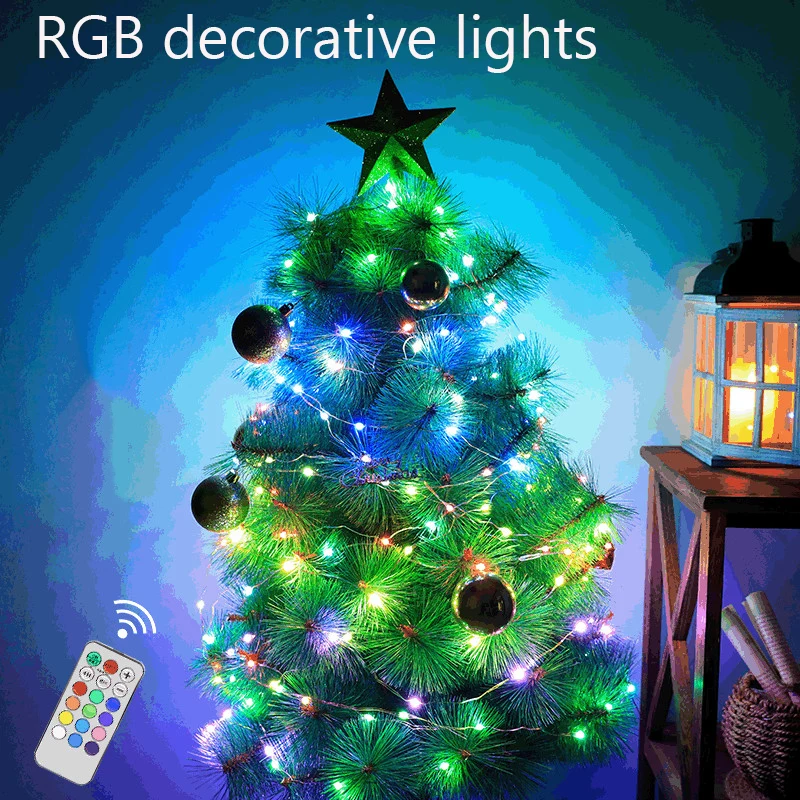 20M Remote Control RGB Led Copper Wire Lights Christmas Party Waterproof Decorative LampHoliday USB Multi-color String Light