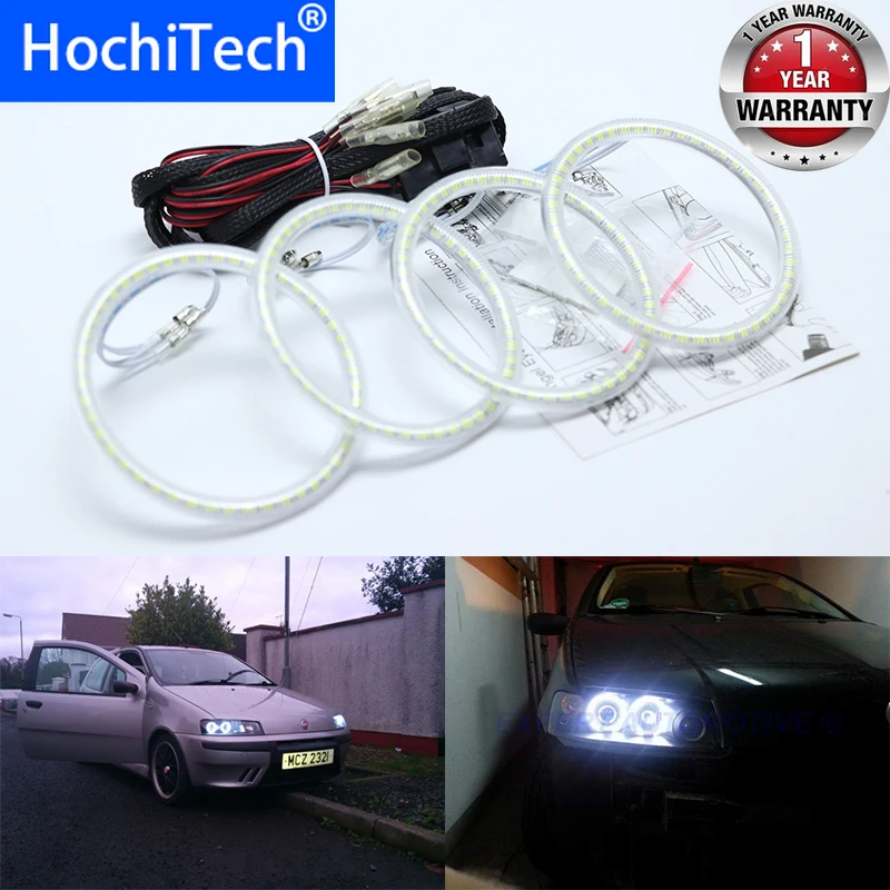 

Для Fiat PUNTO mk2 1999-2010 ультра яркий SMD белый светодиодный ОД ангельские глазки 2600LM 12 В Комплект гало-кольца дневного светильник