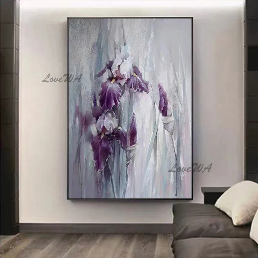 Purple Abstract Beautiful Flower Painting, No Framed Picture for Living Room, Canvas Wall Art Decoration, Home Decor Artwork