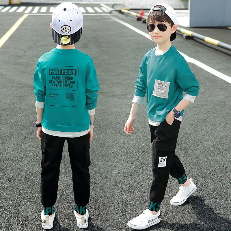 

4-14 Years Old Boy Clothing Spring and Autumn New Boys Suit Long Sleeve Two-Piece Set Fashion Korean Style Kids Clothes