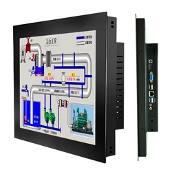 18.5 Inch Embedded Industrial Computer All-in-one PC Panel with Resistive Touch Screen Built-in WiFi Com for Win10 Pro 1366*768