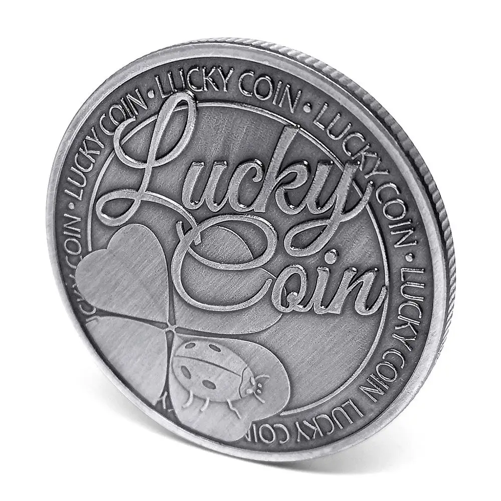 Lucky  Nickel Silver Commemorative Coin Four-leaf Clover Good Luck and Happiness Blessing Coins Souvenir Gifts Drop Shipping