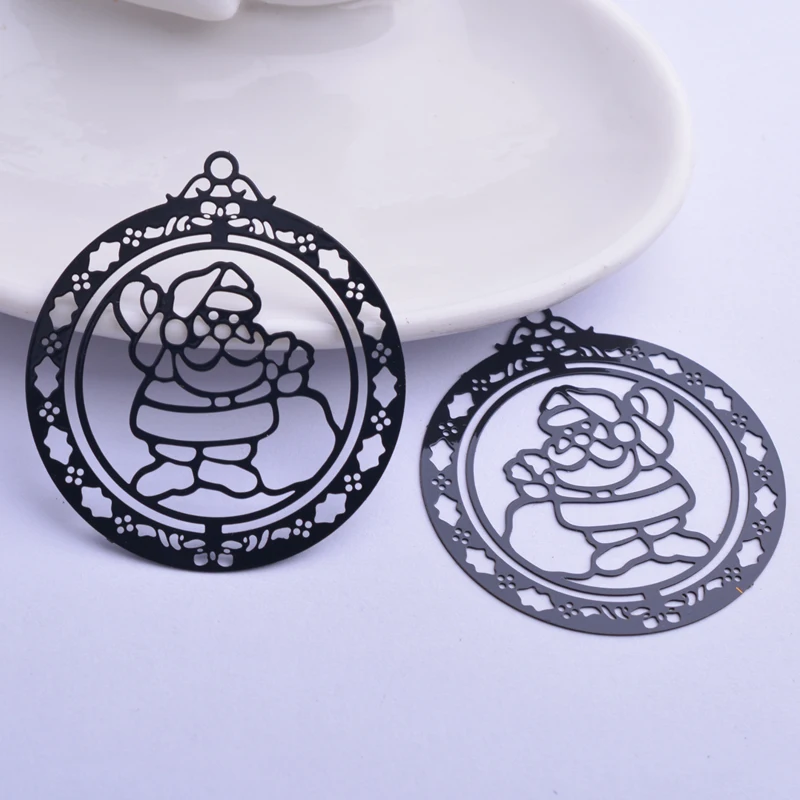30 Stück AB2923 42*48mm Große Runde Weihnachtsmann-Anhänger DIY Ohrringe Schmuck – Detail 2