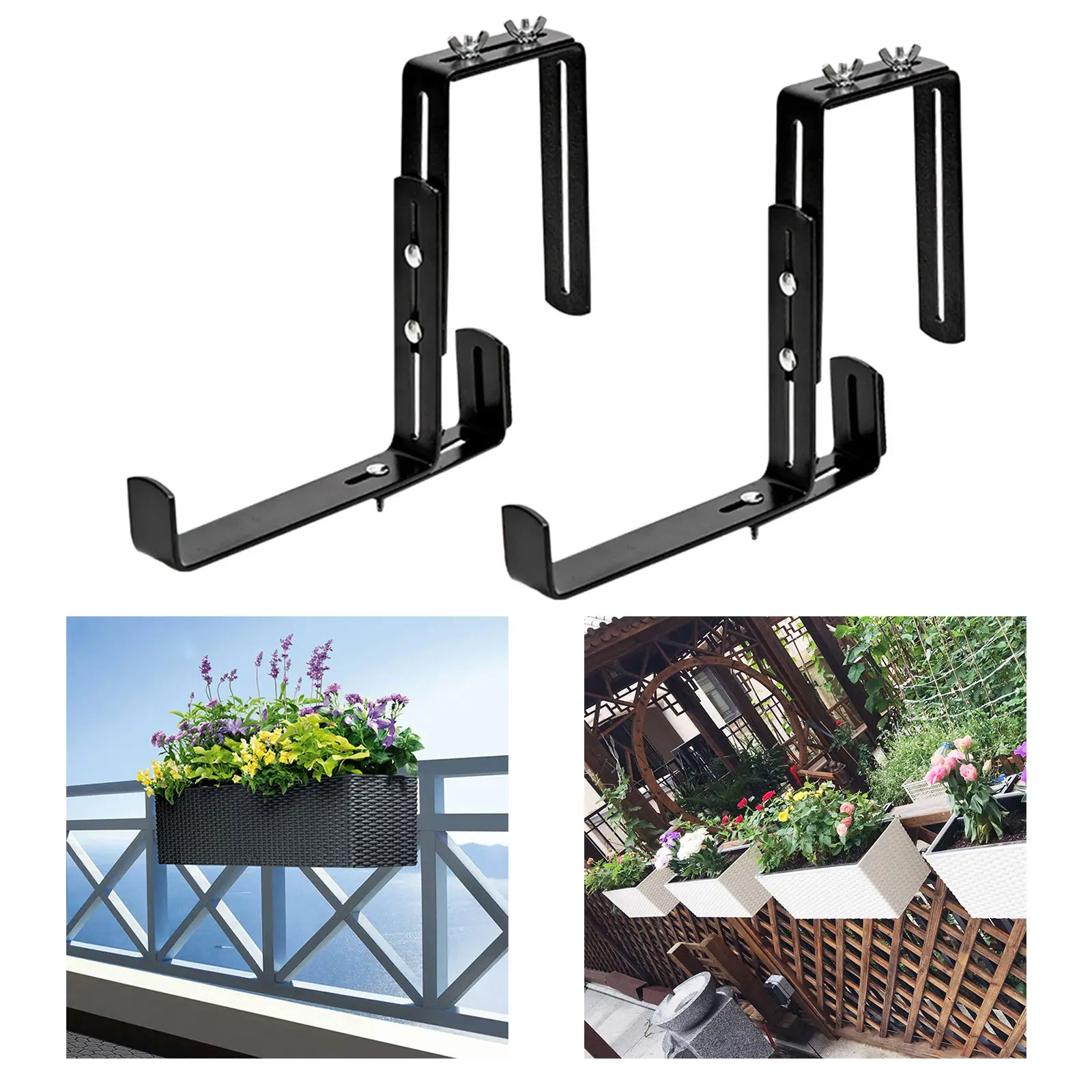 2Pcs Wall Plant Hanger Carbon Steel Max Load 15kg Wall Hooks Support Flower Box Holder for Garden Porch Balcony Planter Flower