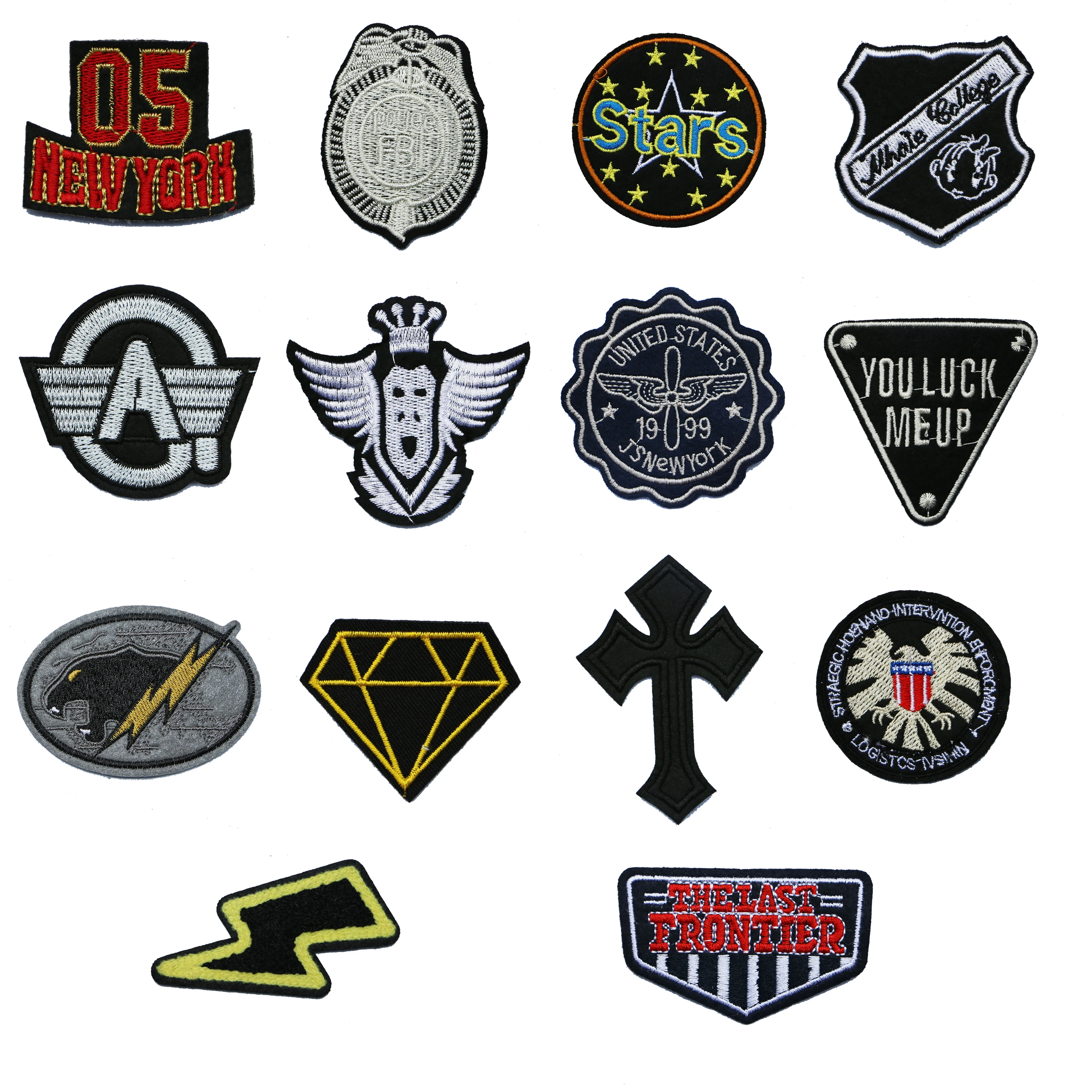 1 Piece Fashion Patch stars lightning Wing Armband Outdoor Sports Embroidery Badge Wood Grain Sticker Cloth Backpack Coat Denim