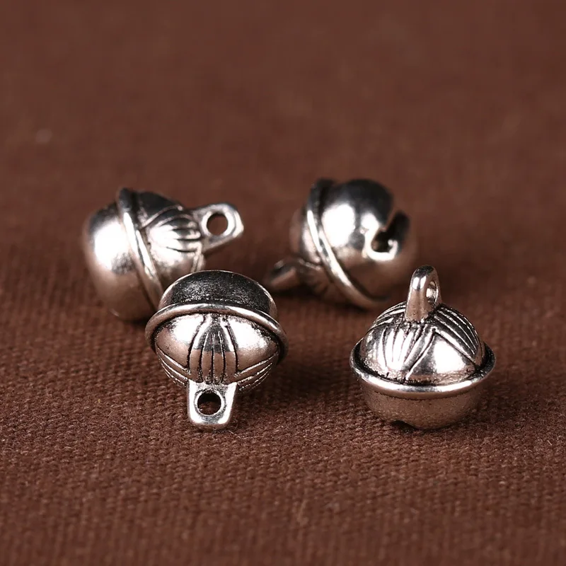 10PCS/Lot Ethnic Tibetan Silver Small Bells Charms Hanging Christmas Ornaments Decorations Party DIY Bracelet Accessories