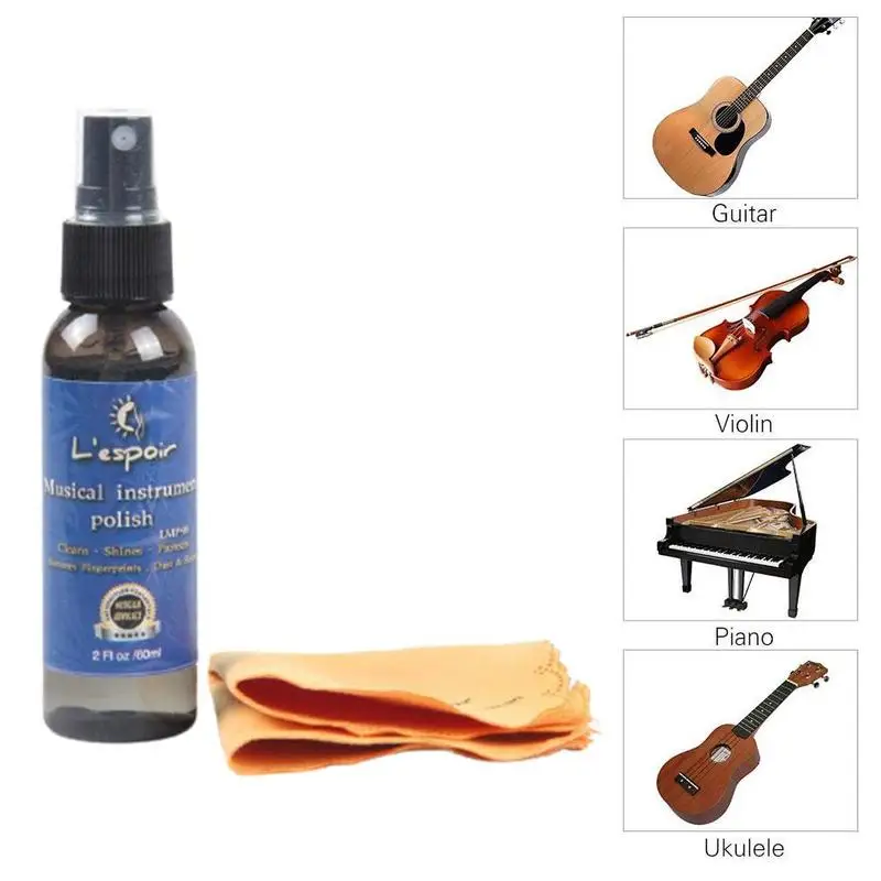 Musical Instrument Brightening Wax, Guitar Panel Cleaner, Musical Instrument Cleaning Care Oil and Piano Cloth Set