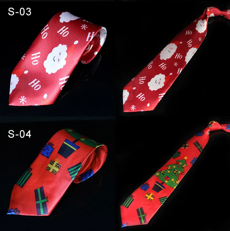 Neuartiges Design Weihnachtskrawatten Rot Hochwertige Bedruckte Krawatte Halloween Weihnachtsbaum Schneemann Elch Krawatte Für Männer Weihnachtsgeschenk – Detail 2