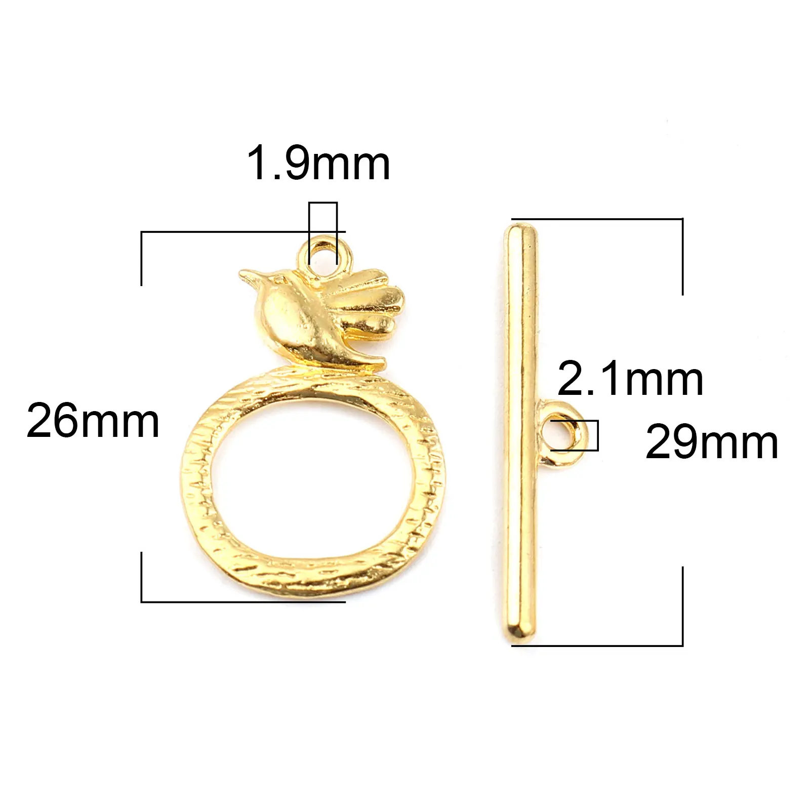 20 Sets Zinc Based Alloy Bird Flower Toggle Clasps Circle Ring Gold Color  Silver Color  29x6mm 26mm x 18mm DIY Jewelry Finding