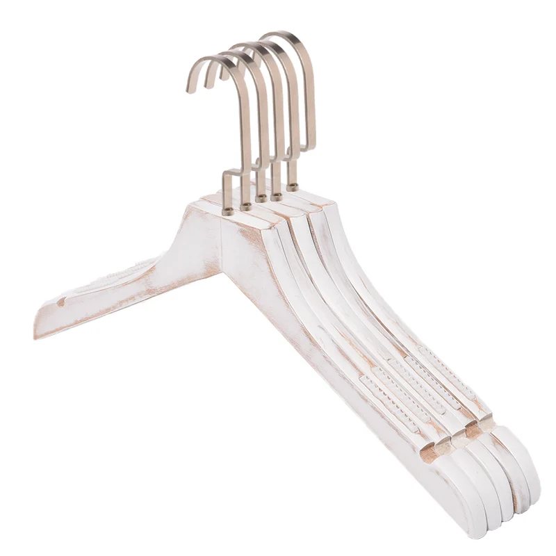 

Sainwin 10pcs/lot 40cm Solid Wood Hanger Custom Old White Wedding dress shop special women's Wooden Slip （30pcs can LOGO)