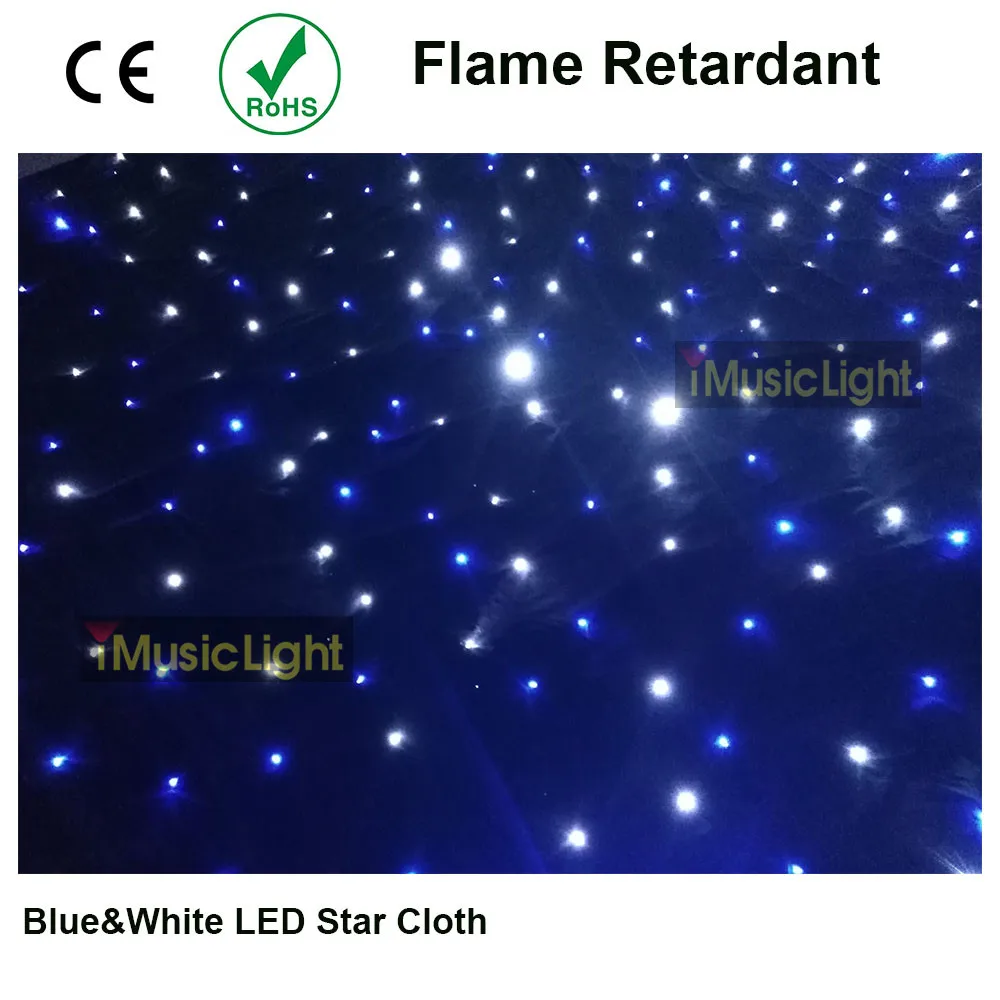 7mx10m Blue&White DMX512 LED Sky Twinkling Star Cloth for Music Concert, Hotel ,wedding,Party,Event Decoration